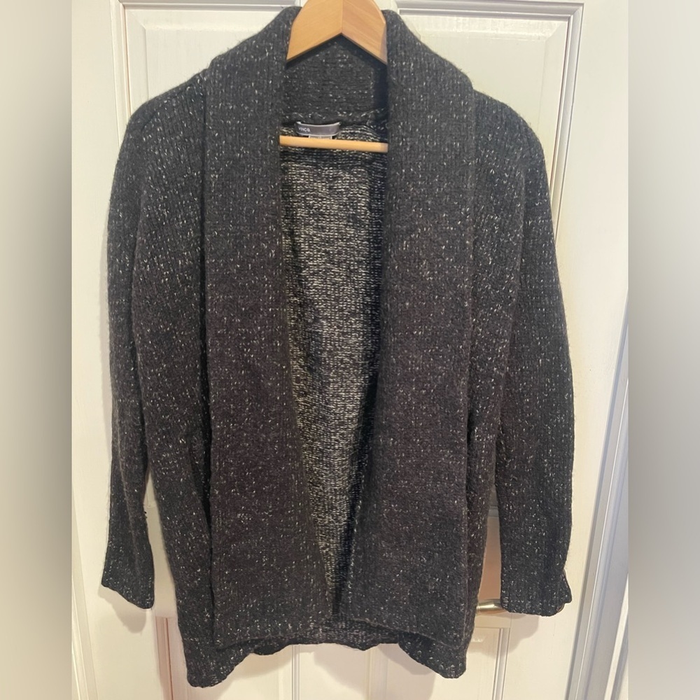 Vince Wool, Silk, Cashmere Charcoal Women’s Textured Cardigan XS